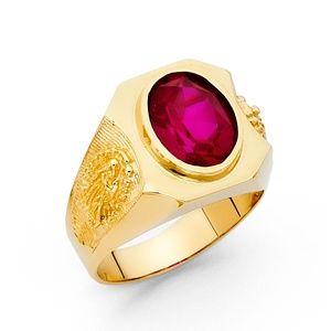 14K Yellow Gold CZ Men's Ring
